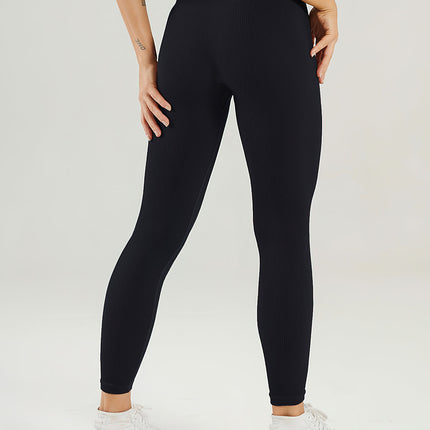 Nuvia | Women’s Ribbed Athleisure Leggings – Soft Sculpted Comfort -  Black