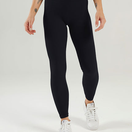 Nuvia | Women’s Ribbed Athleisure Leggings – Soft Sculpted Comfort -  Black