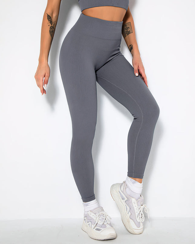 Nuvia | Women’s Ribbed Athleisure Leggings – Soft Sculpted Comfort - Gray