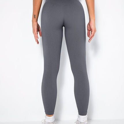 Nuvia | Women’s Ribbed Athleisure Leggings – Soft Sculpted Comfort - Gray