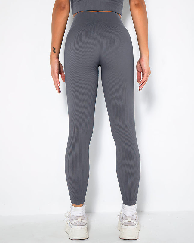 Nuvia | Women’s Ribbed Athleisure Leggings – Soft Sculpted Comfort - Gray