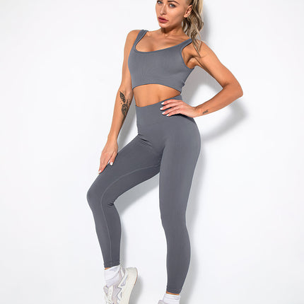 Nuvia | Women’s Ribbed Athleisure Leggings – Soft Sculpted Comfort - Gray