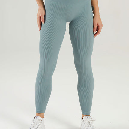 Nuvia | Women’s Ribbed Athleisure Leggings – Soft Sculpted Comfort -  Haze Blue