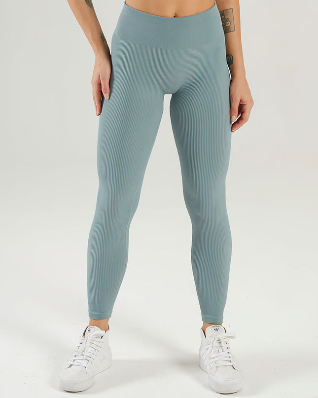 Nuvia | Women’s Ribbed Athleisure Leggings – Soft Sculpted Comfort -  Haze Blue