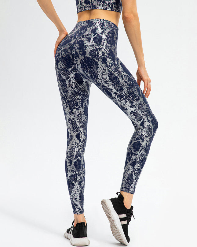 Nyrah | Women’s Metallic Finish Leggings – Shine With Motion - Blue