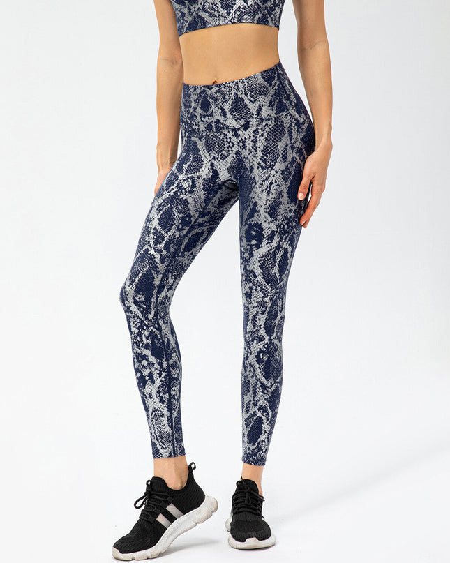 Nyrah | Women’s Metallic Finish Leggings – Shine With Motion - Blue