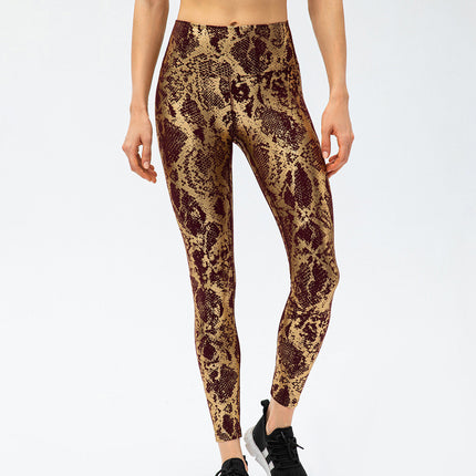 Nyrah | Women’s Metallic Finish Leggings – Shine With Motion - Brown