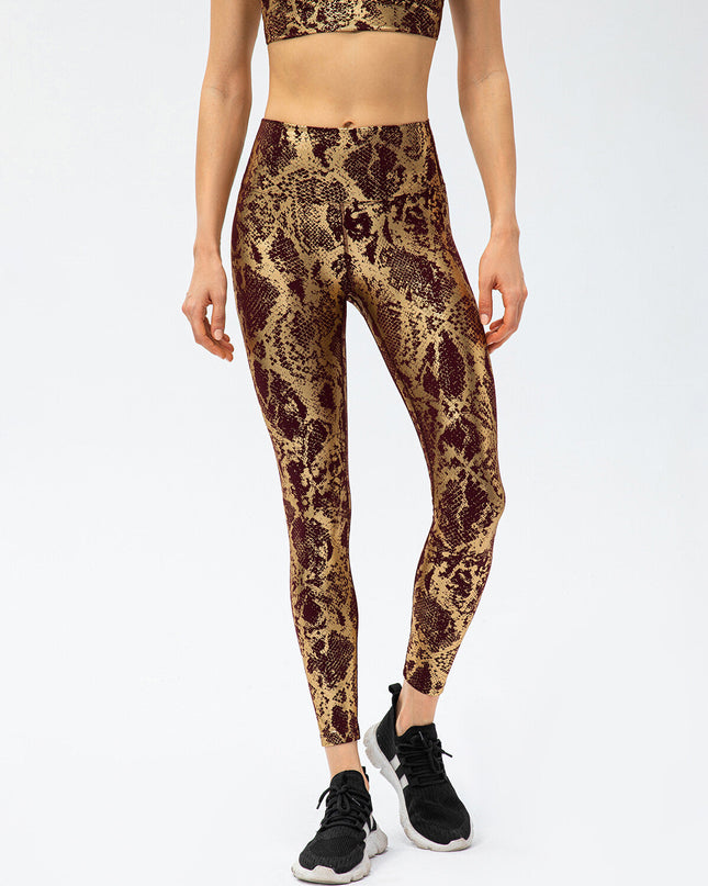 Nyrah | Women’s Metallic Finish Leggings – Shine With Motion - Brown