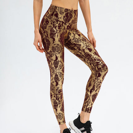 Nyrah | Women’s Metallic Finish Leggings – Shine With Motion - Brown