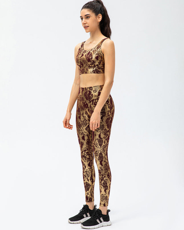 Nyrah | Women’s Metallic Finish Leggings – Shine With Motion - Brown