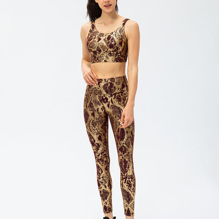 Nyrah | Women’s Metallic Finish Leggings – Shine With Motion - Brown