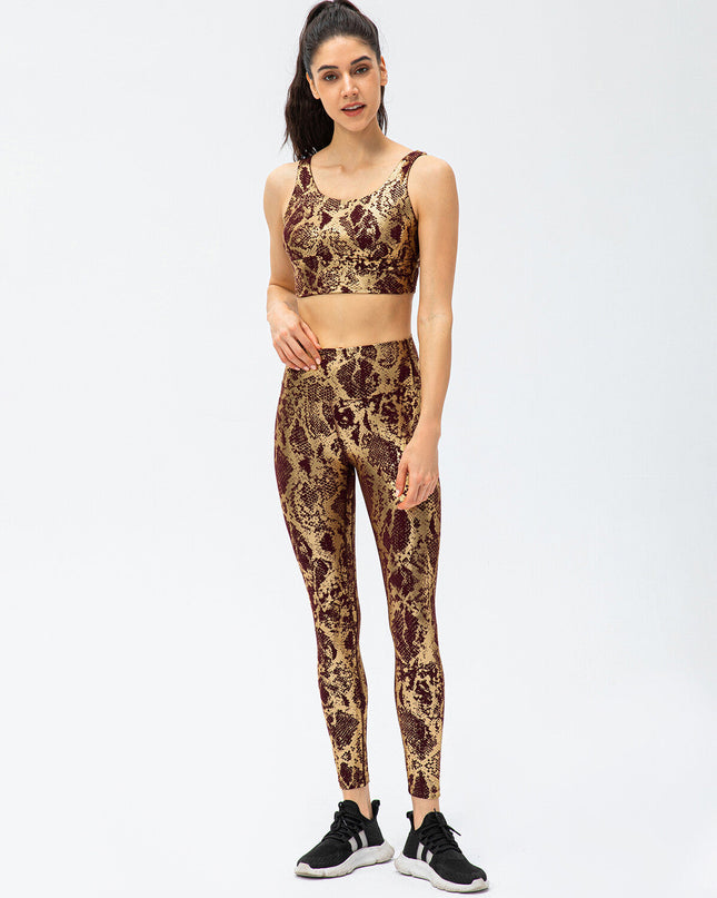 Nyrah | Women’s Metallic Finish Leggings – Shine With Motion - Brown