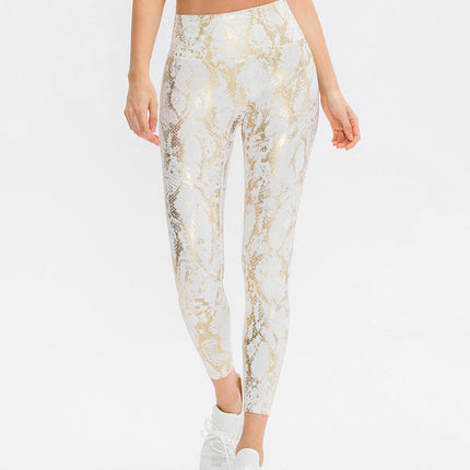 Nyrah | Women’s Metallic Finish Leggings – Shine With Motion - White