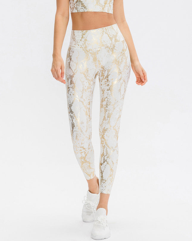 Nyrah | Women’s Metallic Finish Leggings – Shine With Motion - White