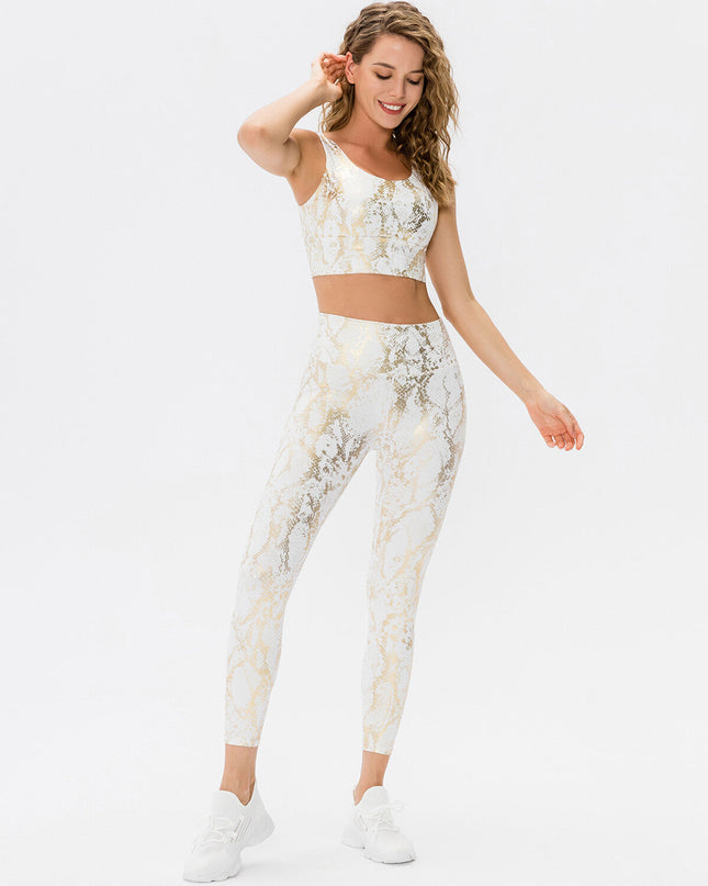 Nyrah | Women’s Metallic Finish Leggings – Shine With Motion - White