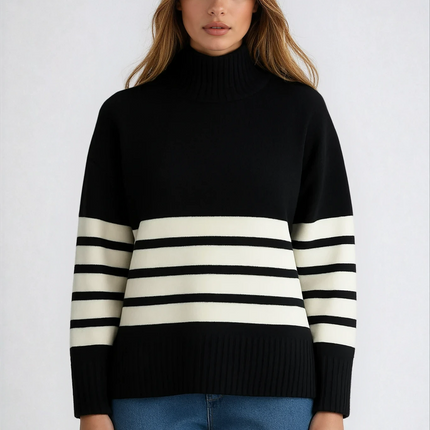 Parisia | Turtleneck Stripe Sweater – Oversized Sweatshirt