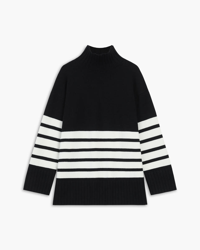 Parisia | Turtleneck Stripe Sweater – Oversized Sweatshirt