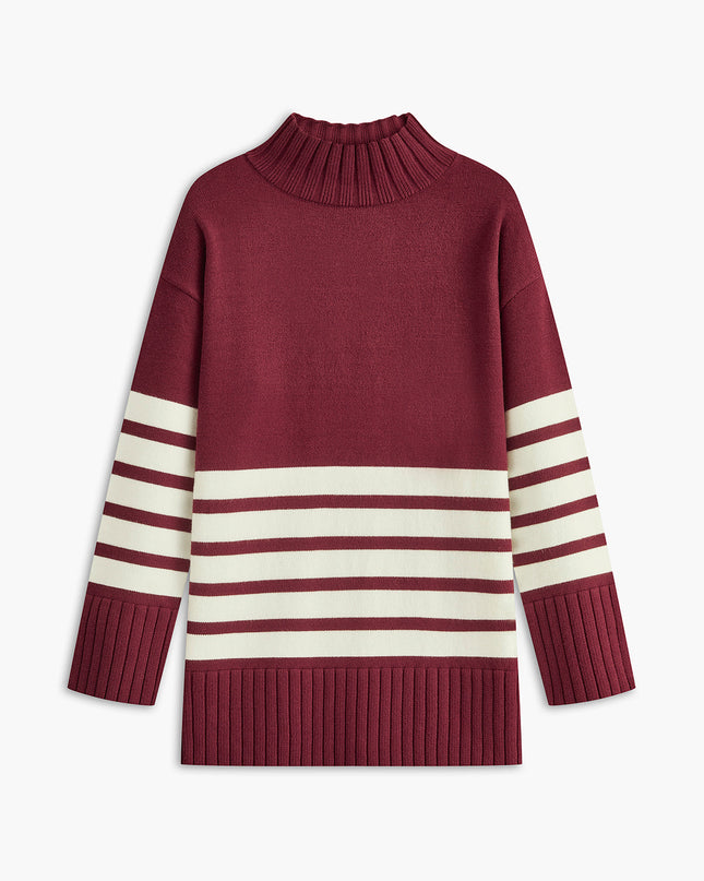 Parisia | Turtleneck Stripe Sweater – Oversized Sweatshirt