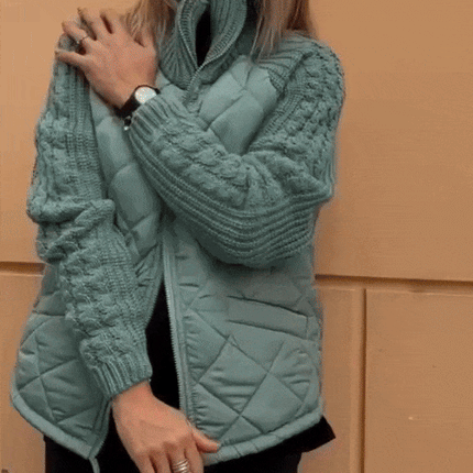 Patchoria | Patchwork High Neck Jacket – Knitwear with Zipper