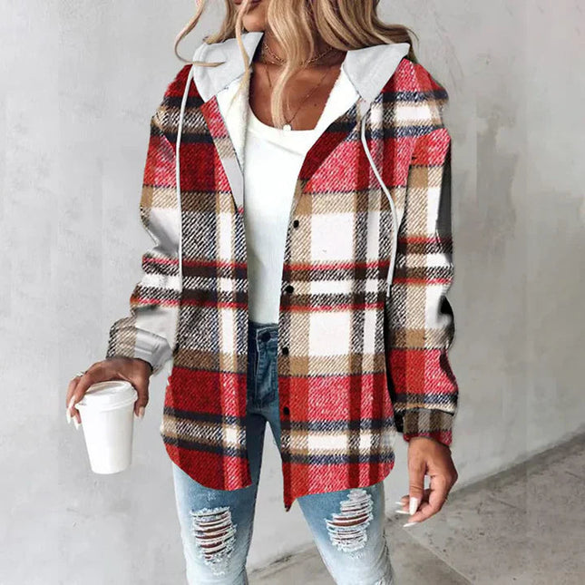 Plaisie| Button-Up Plaid Jacket – Plaid Coat