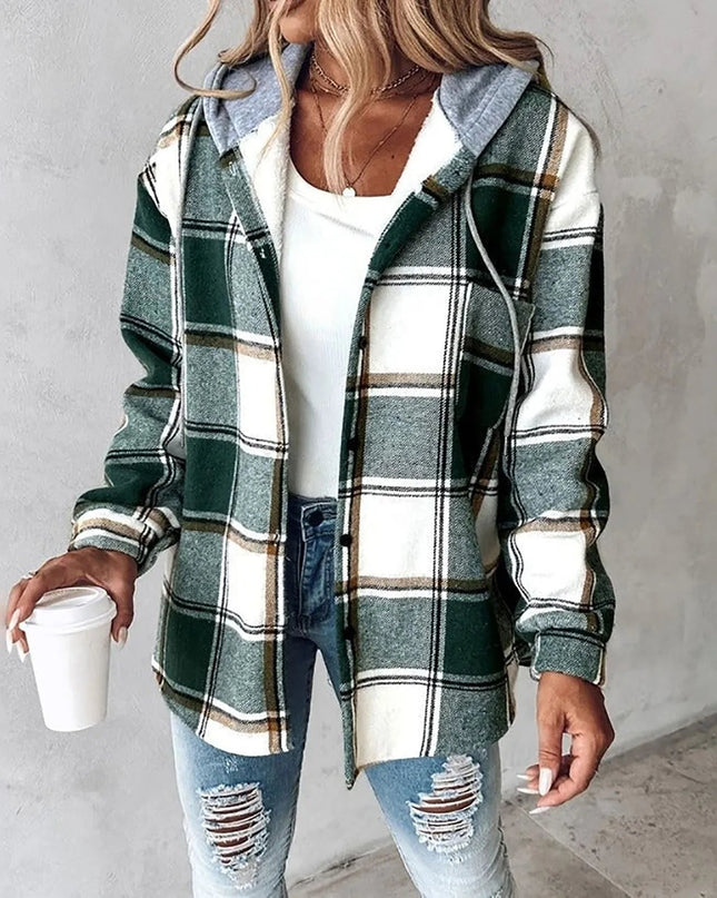 Plaisie| Button-Up Plaid Jacket – Plaid Coat