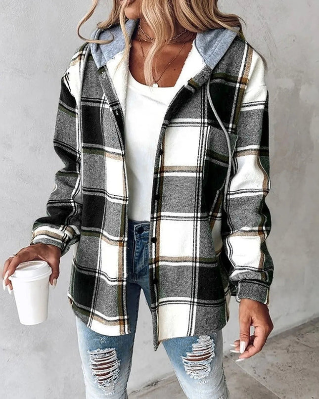 Plaisie| Button-Up Plaid Jacket – Plaid Coat