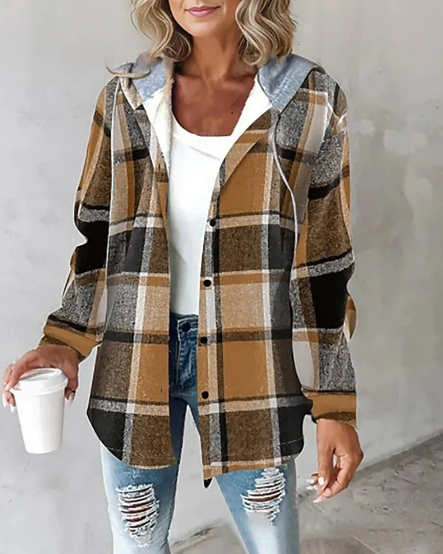 Plaisie| Button-Up Plaid Jacket – Plaid Coat