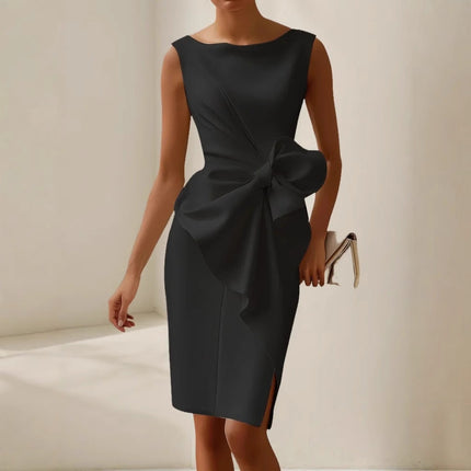 Quinna | Sleeveless Midi Dress – Twisted Front Style