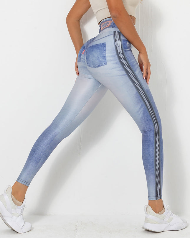 Ravani | Women’s Denim-Look Scrunch Leggings – Street Style Stretch - Ash Blue
