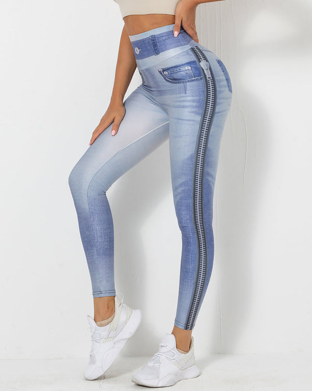 Ravani | Women’s Denim-Look Scrunch Leggings – Street Style Stretch - Ash Blue