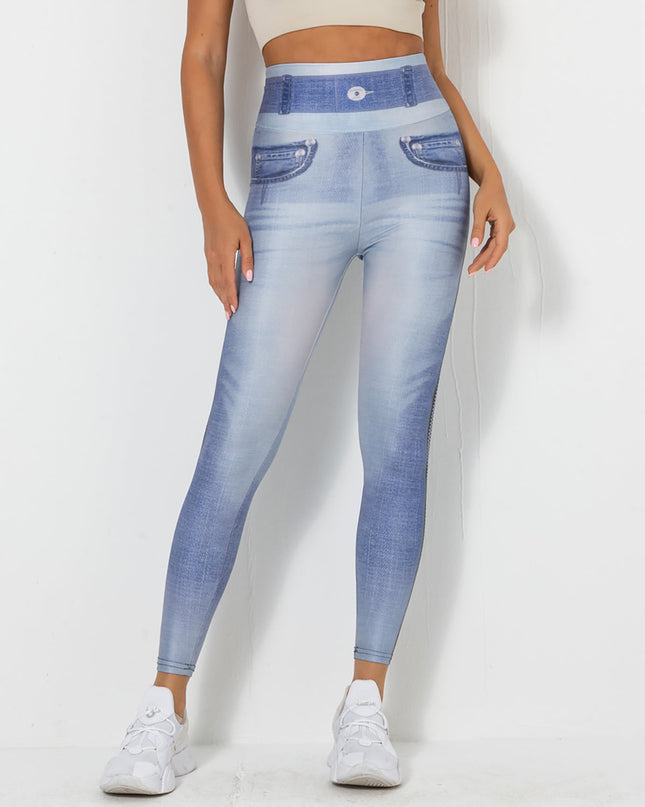 Ravani | Women’s Denim-Look Scrunch Leggings – Street Style Stretch - Ash Blue