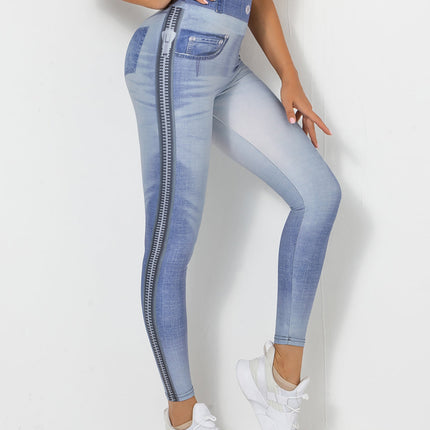 Ravani | Women’s Denim-Look Scrunch Leggings – Street Style Stretch - Ash Blue