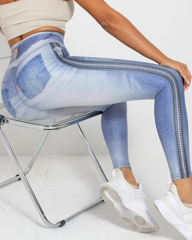 Ravani | Women’s Denim-Look Scrunch Leggings – Street Style Stretch - Ash Blue