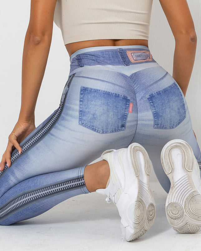 Ravani | Women’s Denim-Look Scrunch Leggings – Street Style Stretch - Ash Blue