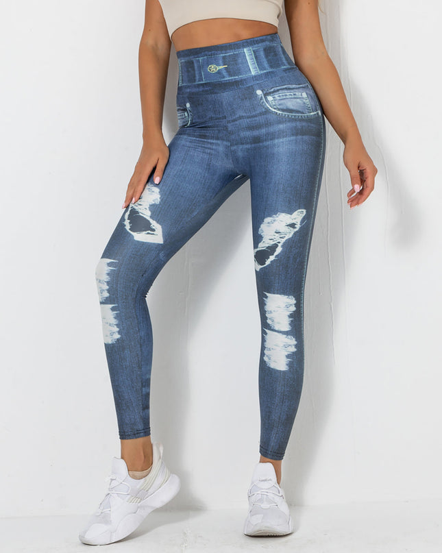 Ravani | Women’s Denim-Look Scrunch Leggings – Street Style Stretch - Dark Blue
