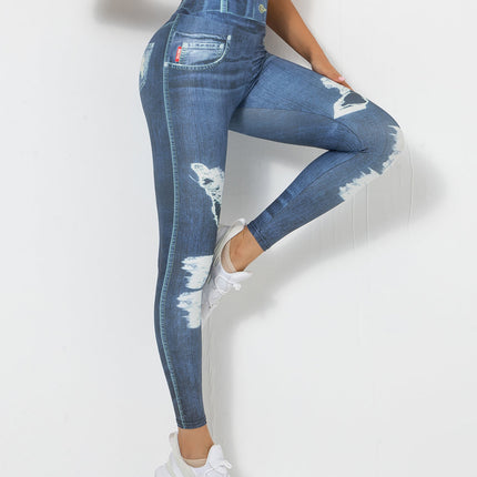 Ravani | Women’s Denim-Look Scrunch Leggings – Street Style Stretch - Dark Blue