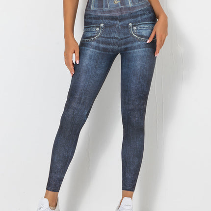 Ravani | Women’s Denim-Look Scrunch Leggings – Street Style Stretch - Navy Blue