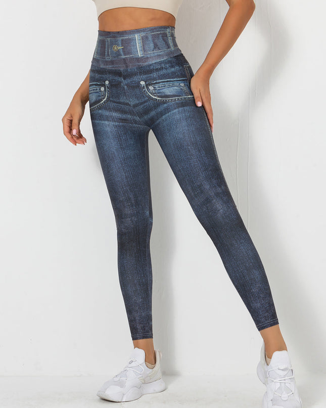 Ravani | Women’s Denim-Look Scrunch Leggings – Street Style Stretch - Navy Blue