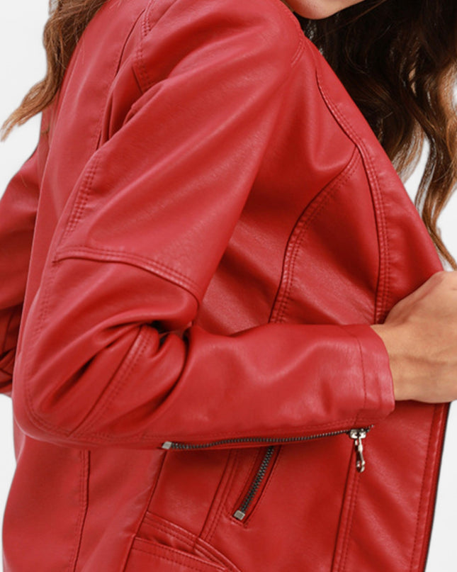 Ravelle | Women’s Leather Jacket – Cropped Moto Style