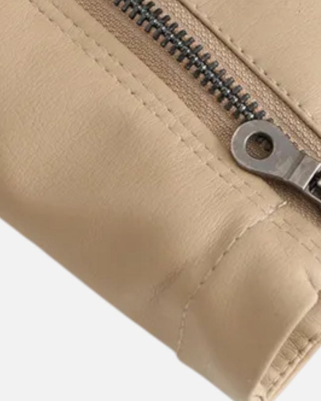 Ravelle | Women’s Leather Jacket – Cropped Moto Style