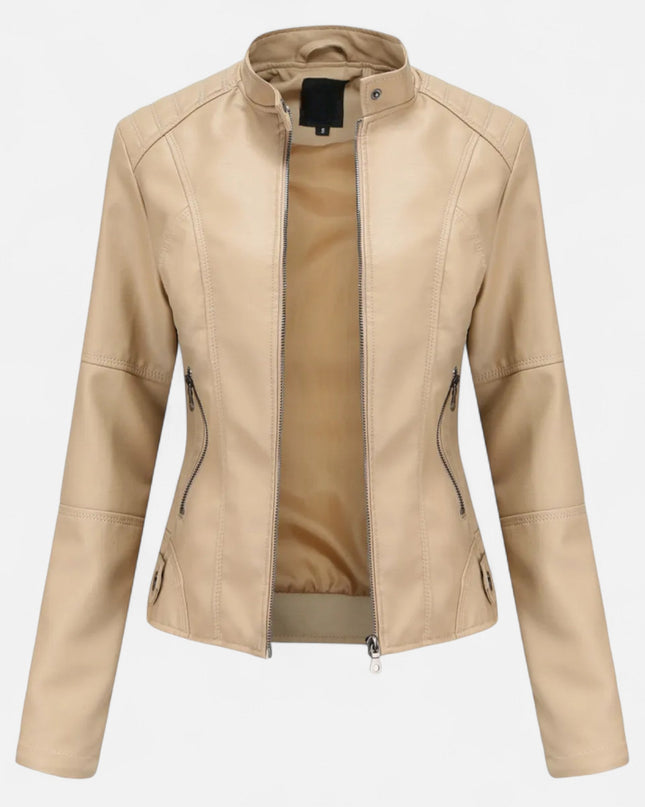 Ravelle | Women’s Leather Jacket – Cropped Moto Style