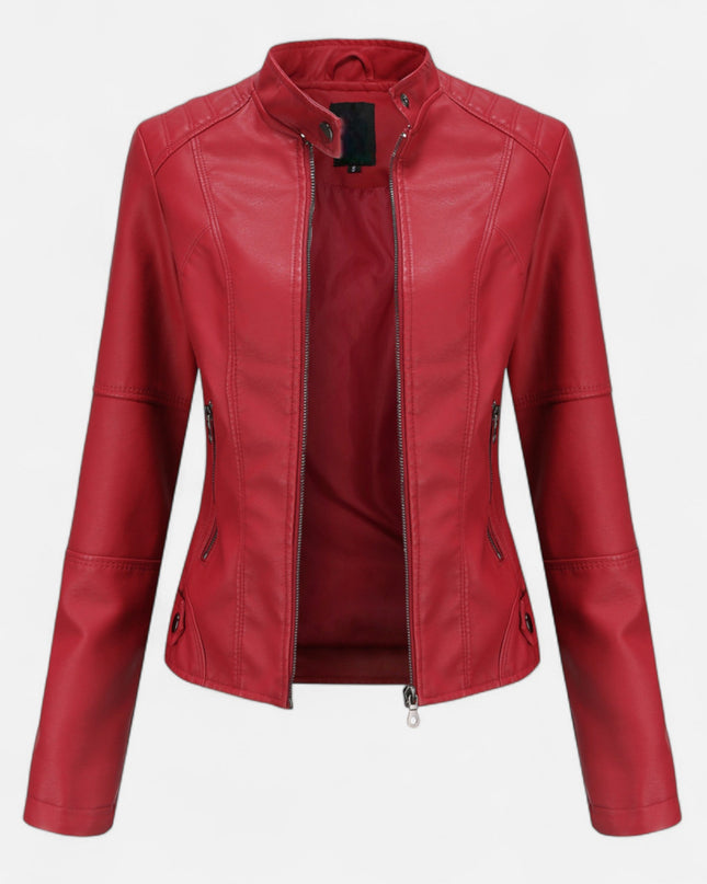 Ravelle | Women’s Leather Jacket – Cropped Moto Style