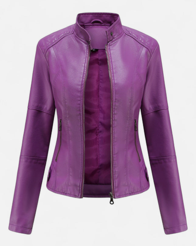 Ravelle | Women’s Leather Jacket – Cropped Moto Style