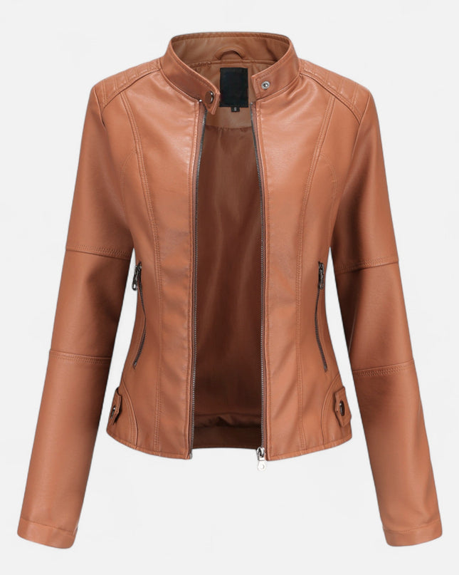 Ravelle | Women’s Leather Jacket – Cropped Moto Style