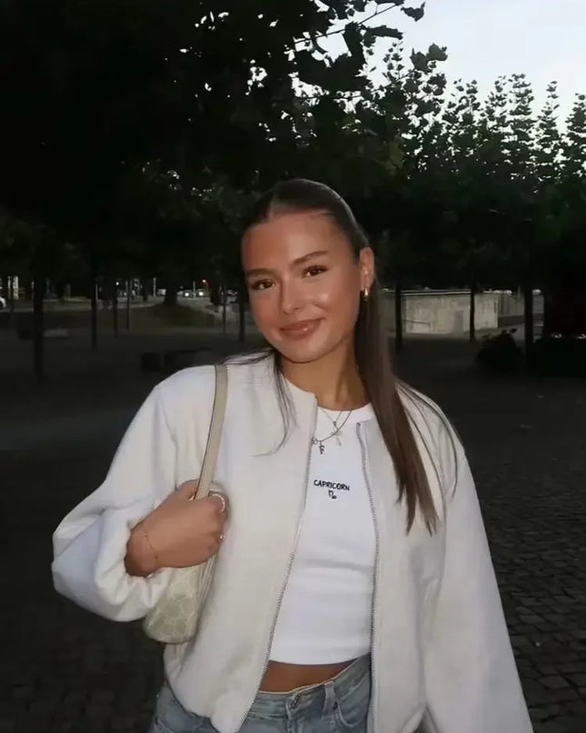 Retrisha | Elastic-Hem Bomber Jacket – Cropped Jacket