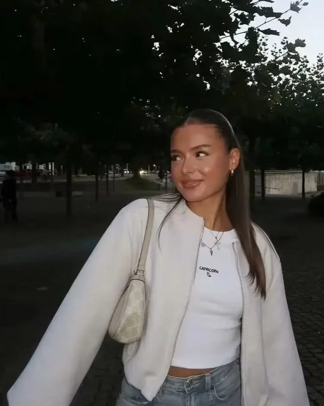 Retrisha | Elastic-Hem Bomber Jacket – Cropped Jacket