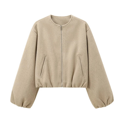 Retrisha | Elastic-Hem Bomber Jacket – Cropped Jacket