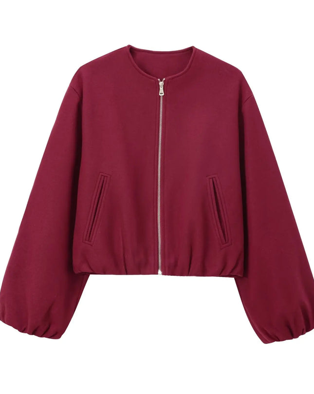 Retrisha | Elastic-Hem Bomber Jacket – Cropped Jacket
