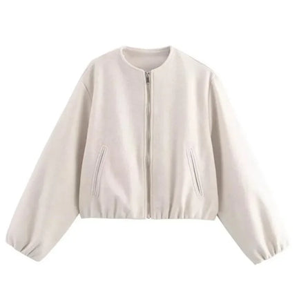 Retrisha | Elastic-Hem Bomber Jacket – Cropped Jacket