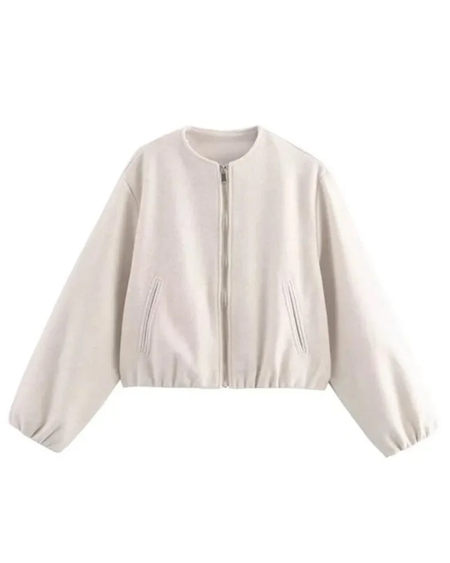Retrisha | Elastic-Hem Bomber Jacket – Cropped Jacket